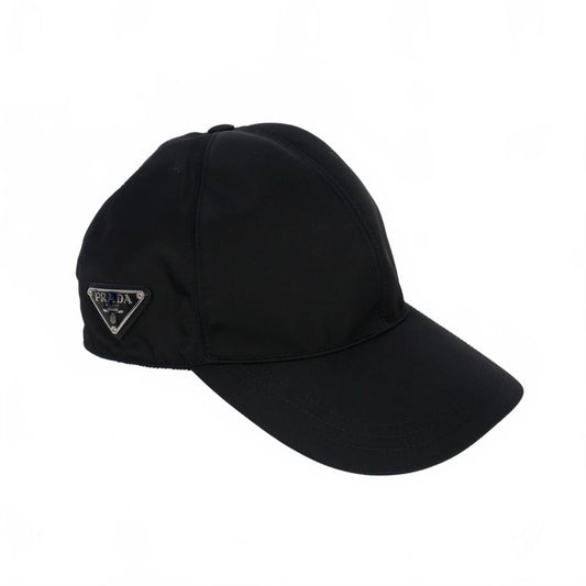 Prada Re-nylon Triangle Logo Triangle Plate Baseball Cap Hat M Black 1hc274
