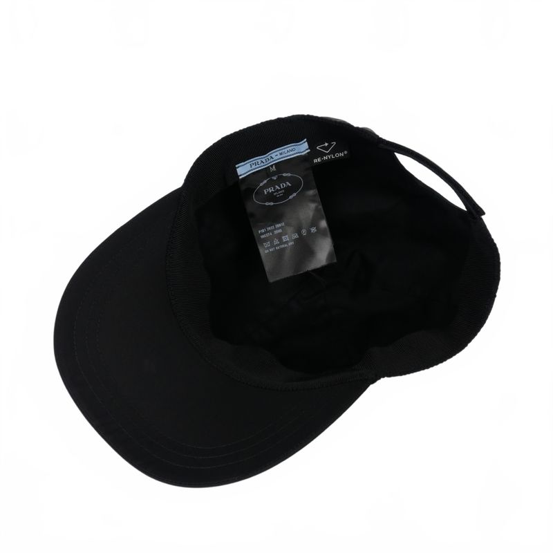 Prada Re-nylon Triangle Logo Triangle Plate Baseball Cap Hat M Black 1hc274