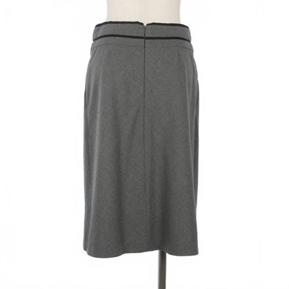 Celine Vintage Carriage Hardware Knee Length Skirt Wool 36 Gray
