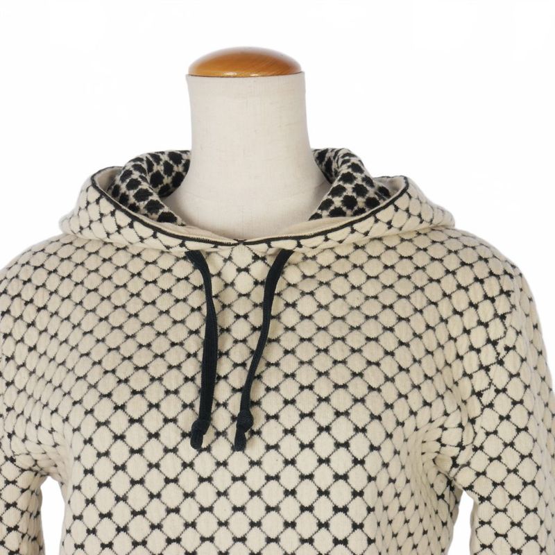 Celine Phoebe Period Triomphe Embroidered Knit Hoodie Macadam Total XS Ivory