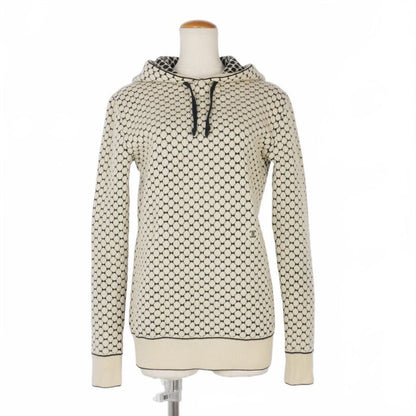 Celine Phoebe Period Triomphe Embroidered Knit Hoodie Macadam Total XS Ivory