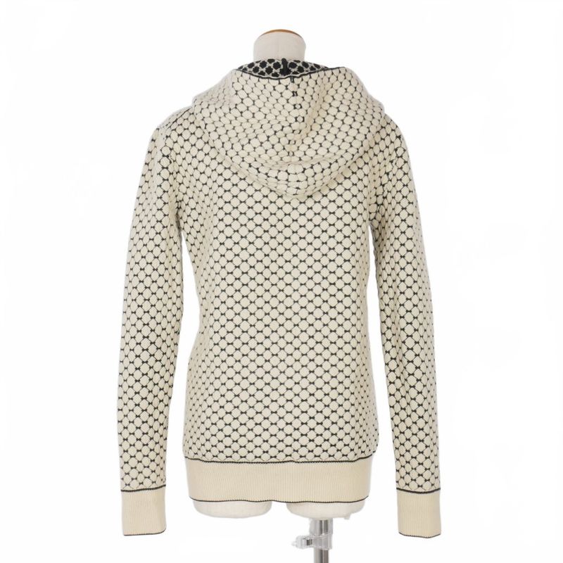 Celine Phoebe Period Triomphe Embroidered Knit Hoodie Macadam Total XS Ivory