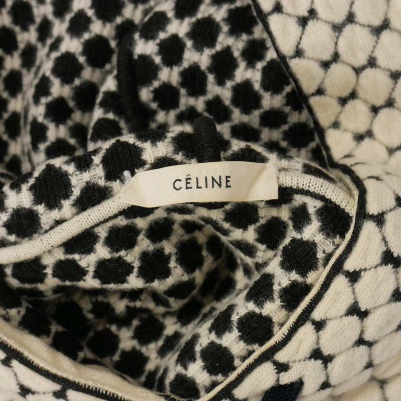 Celine Phoebe Period Triomphe Embroidered Knit Hoodie Macadam Total XS Ivory