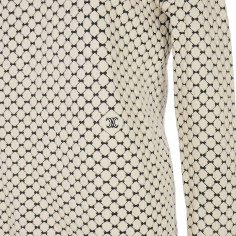 Celine Phoebe Period Triomphe Embroidered Knit Hoodie Macadam Total XS Ivory