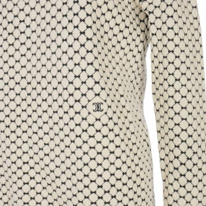 Celine Phoebe Period Triomphe Embroidered Knit Hoodie Macadam Total XS Ivory