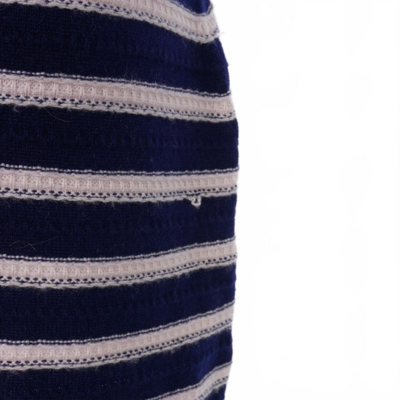 Chanel 2015ss Cashmere Cardigan Dress Striped Short Sleeves 36 Navy Pink