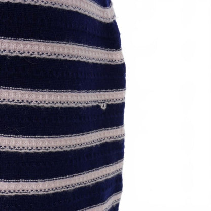 Chanel 2015ss Cashmere Cardigan Dress Striped Short Sleeves 36 Navy Pink