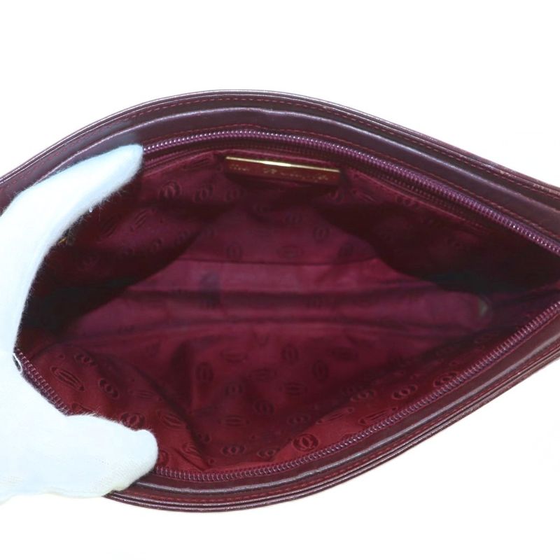Cartier Clutch Bag Second Bag Leather Bordeaux MI - GY49