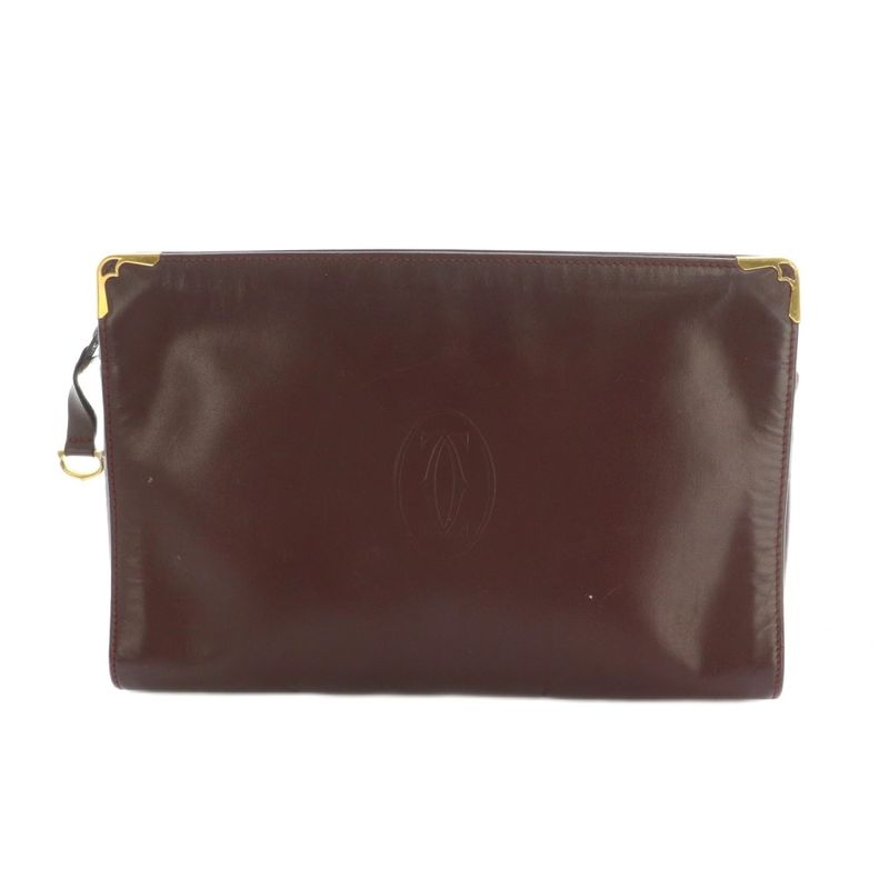 Cartier Clutch Bag Second Bag Leather Bordeaux MI - GY49