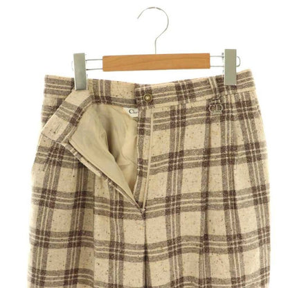 Christian DIOR Sports Check Pants Tucked Silk Blend LL Beige Brown CX - GY53