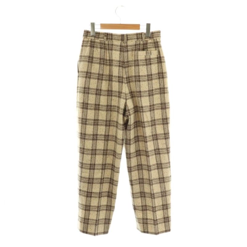 Christian DIOR Sports Check Pants Tucked Silk Blend LL Beige Brown CX - GY53