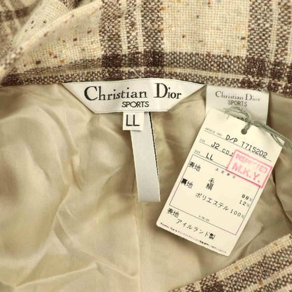 Christian DIOR Sports Check Pants Tucked Silk Blend LL Beige Brown CX - GY53