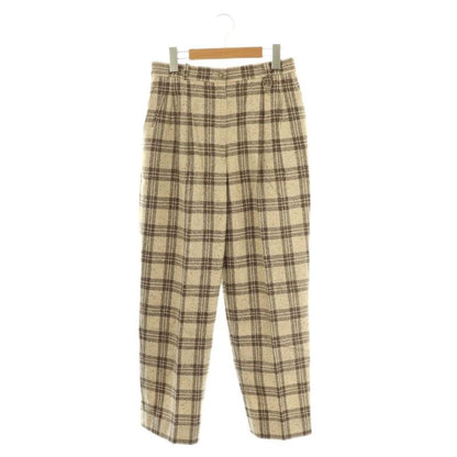 Christian DIOR Sports Check Pants Tucked Silk Blend LL Beige Brown CX - GY53