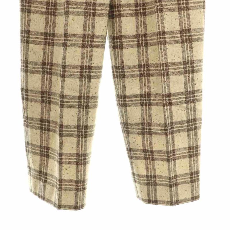 Christian DIOR Sports Check Pants Tucked Silk Blend LL Beige Brown CX - GY53
