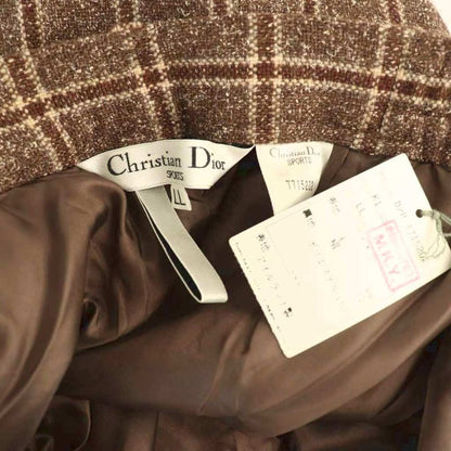 Christian DIOR Sport Sports Check Pants Wide Straight Tucked Silk Blend LL