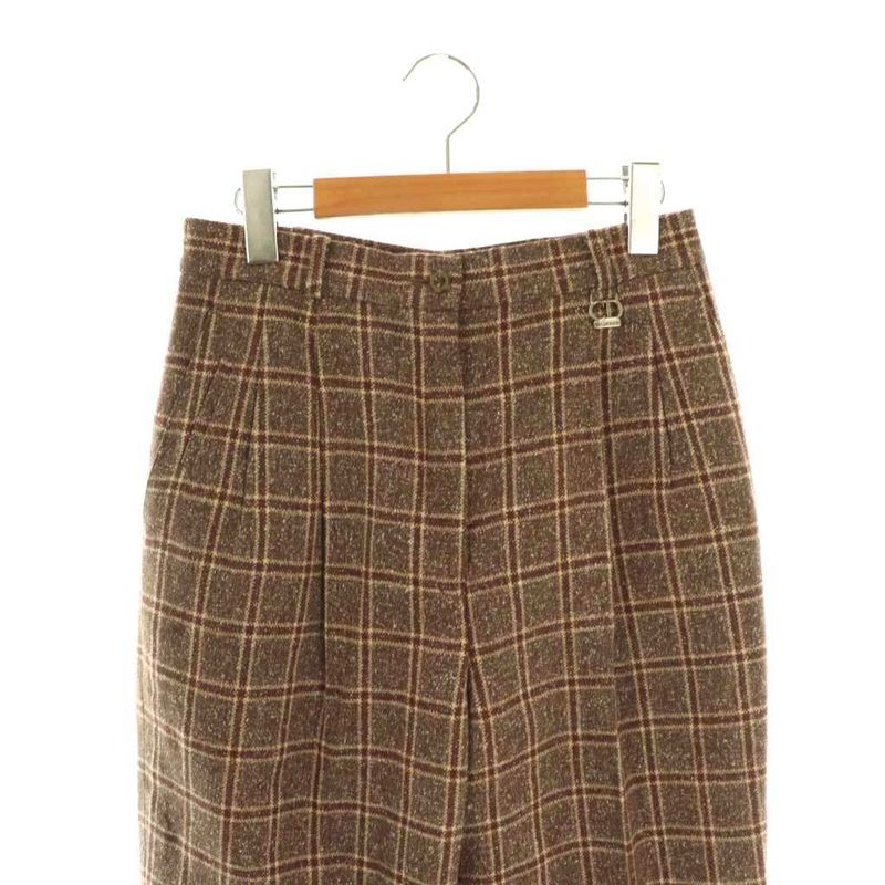 Christian DIOR Sport Sports Check Pants Wide Straight Tucked Silk Blend LL