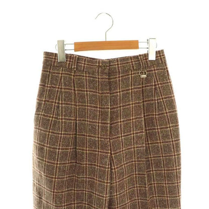 Christian DIOR Sport Sports Check Pants Wide Straight Tucked Silk Blend LL