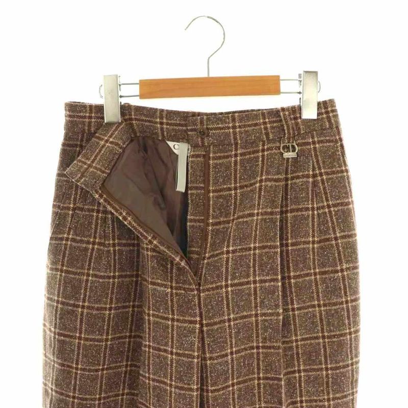 Christian DIOR Sport Sports Check Pants Wide Straight Tucked Silk Blend LL