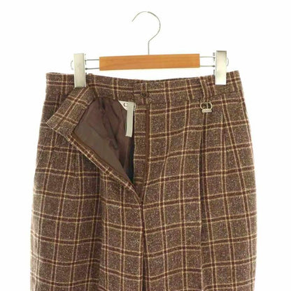 Christian DIOR Sport Sports Check Pants Wide Straight Tucked Silk Blend LL