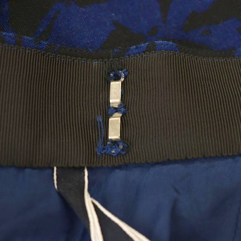 Christian DIOR Vintage Wrap Skirt Knee Length Skirt Floral M Blue Black DF -