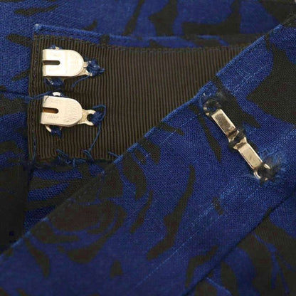 Christian DIOR Vintage Wrap Skirt Knee Length Skirt Floral M Blue Black DF -