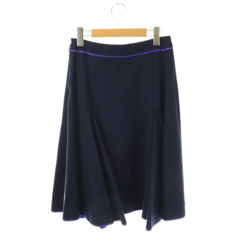 Louis Vuitton Flared Skirt Knee Length Brown Tag 36 Navy Purple ES - GY57