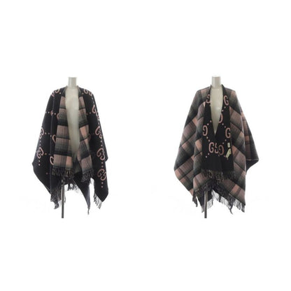 Gucci Reversible GG Wool Cape Poncho Check Black Pink 553118 YO29 - GY57 - OH