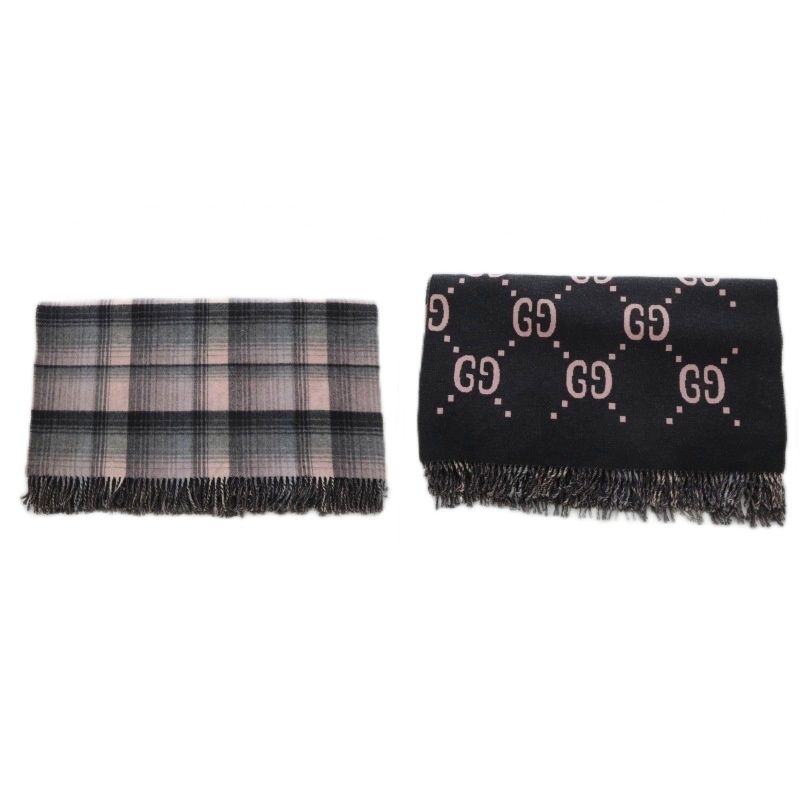 Gucci Reversible GG Wool Cape Poncho Check Black Pink 553118 YO29 - GY57 - OH