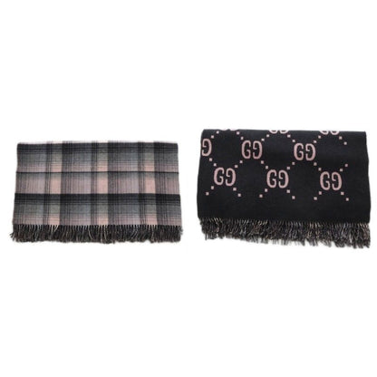 Gucci Reversible GG Wool Cape Poncho Check Black Pink 553118 YO29 - GY57 - OH