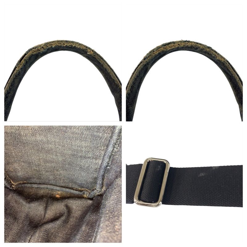 Prada Bijoux Canapa Triangle Logo Plate Navy Blue Denim Tote Bag Shoulder Bag