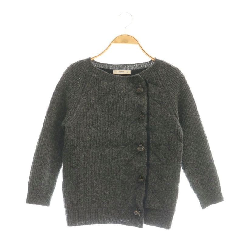 Prada Knitted Jacket Collarless Snap Button Charcoal CX - GY57