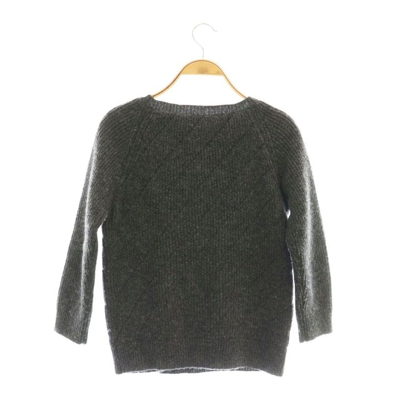 Prada Knitted Jacket Collarless Snap Button Charcoal CX - GY57