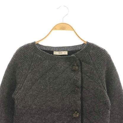Prada Knitted Jacket Collarless Snap Button Charcoal CX - GY57