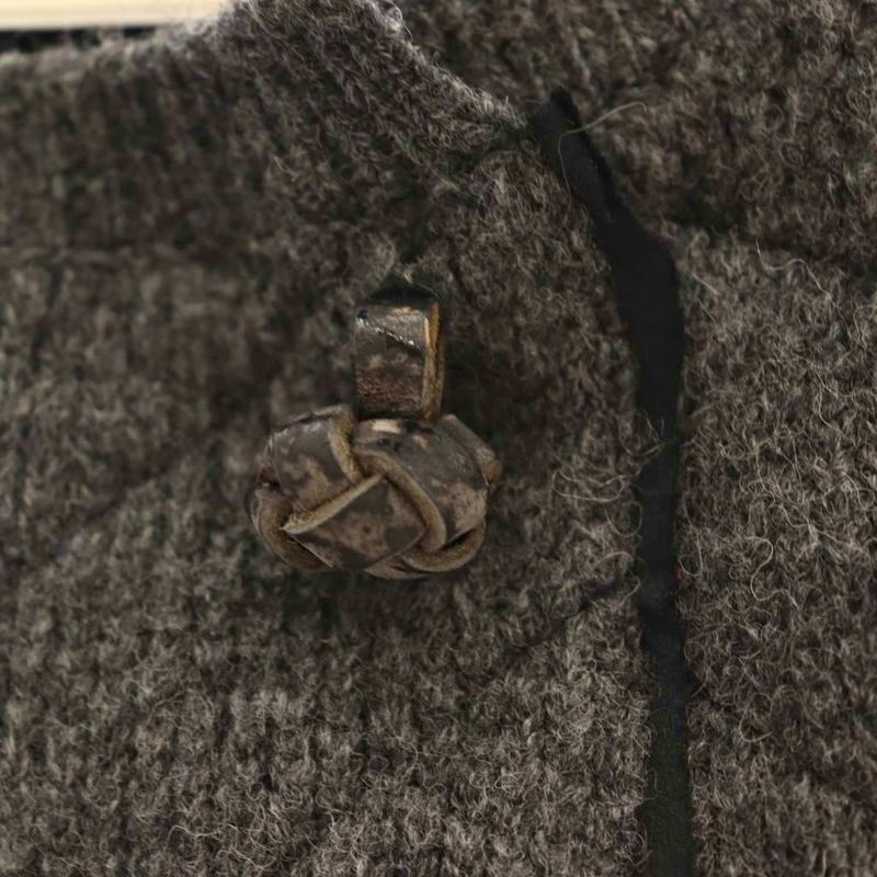 Prada Knitted Jacket Collarless Snap Button Charcoal CX - GY57