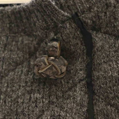 Prada Knitted Jacket Collarless Snap Button Charcoal CX - GY57