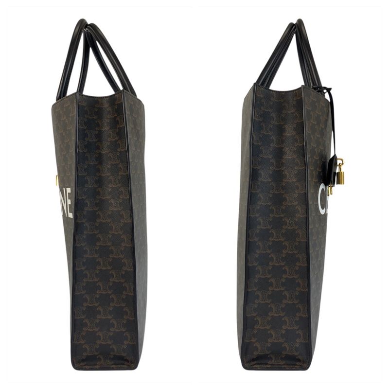 Celine Triomphe Vertical Cabas Large Brown Black S-sl-5109 Tote Bag Unisex