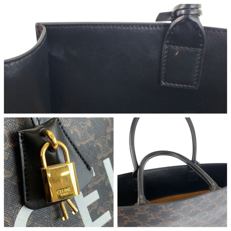 Celine Triomphe Vertical Cabas Large Brown Black S-sl-5109 Tote Bag Unisex