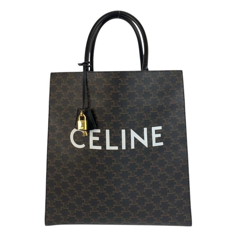 Celine Triomphe Vertical Cabas Large Brown Black S-sl-5109 Tote Bag Unisex