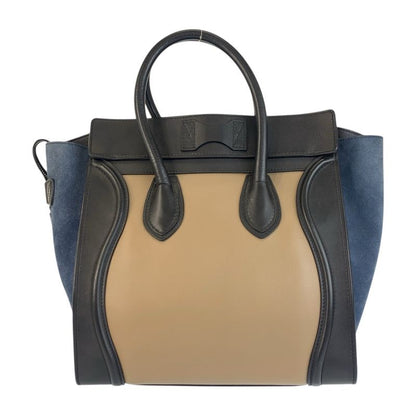 Celine Luggage Mini Shopper Beige Black Navy S-sa-0182 Handbag Tote Bag Women