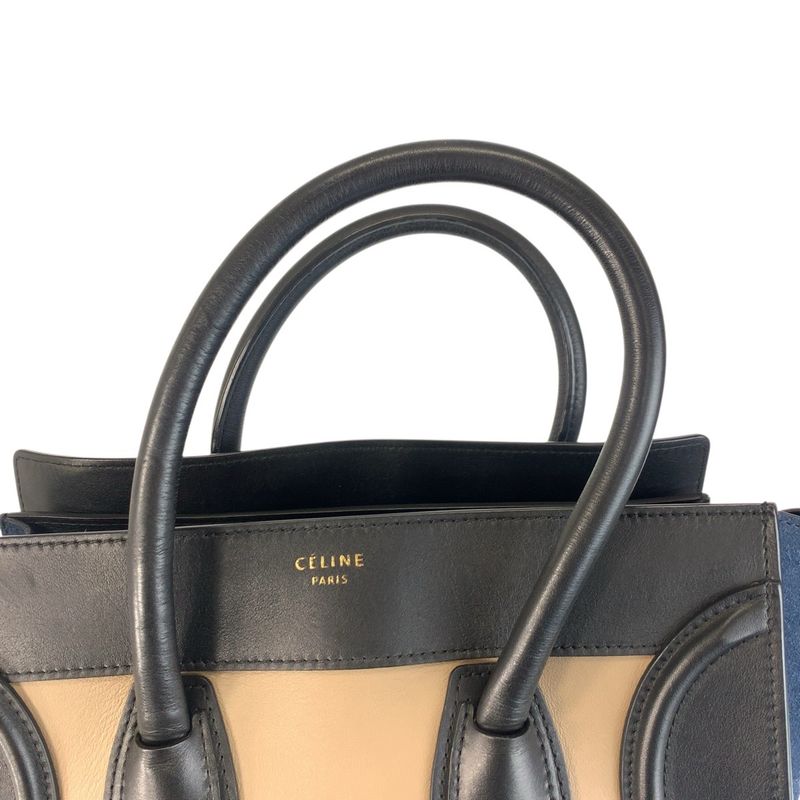 Celine Luggage Mini Shopper Beige Black Navy S-sa-0182 Handbag Tote Bag Women