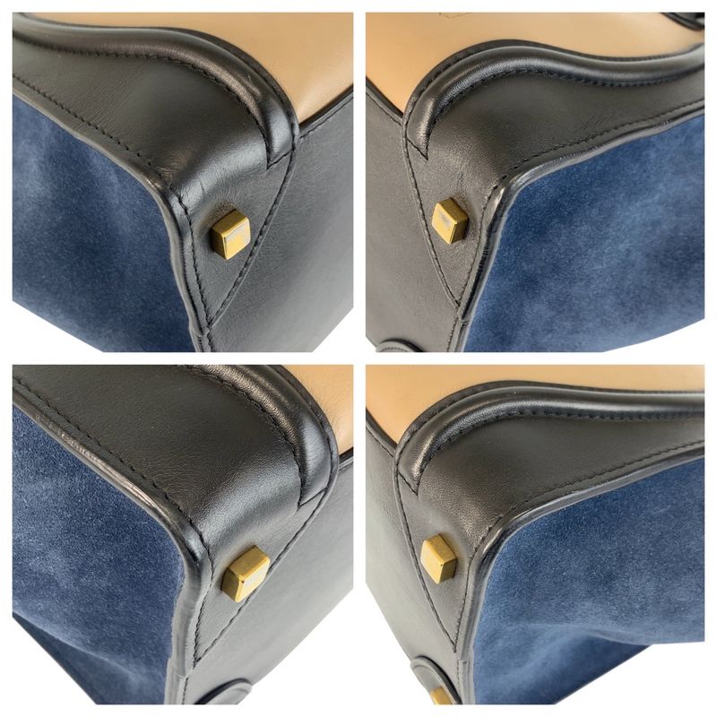 Celine Luggage Mini Shopper Beige Black Navy S-sa-0182 Handbag Tote Bag Women