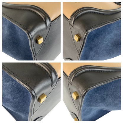 Celine Luggage Mini Shopper Beige Black Navy S-sa-0182 Handbag Tote Bag Women