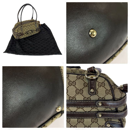 Gucci Horsebit Beige Brown GG Canvas Bamboo 159399 Handbag Shoulder Bag Women
