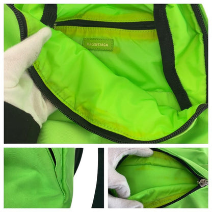Balenciaga Light Green Black Silver Hardware Canvas Backpack Sac Wheel Backpack