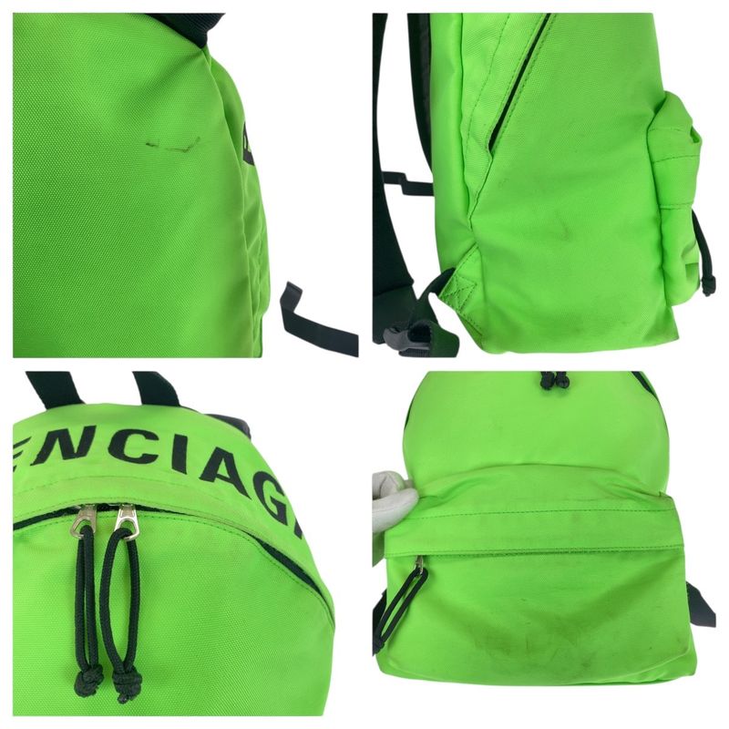 Balenciaga Light Green Black Silver Hardware Canvas Backpack Sac Wheel Backpack