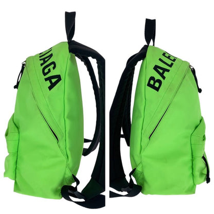 Balenciaga Light Green Black Silver Hardware Canvas Backpack Sac Wheel Backpack
