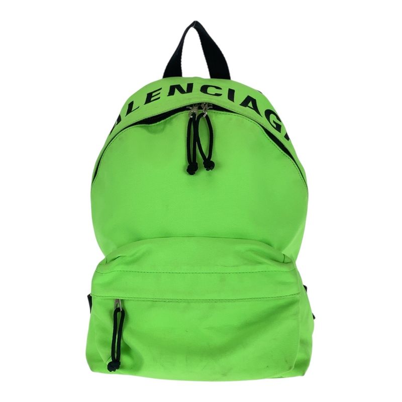 Balenciaga Light Green Black Silver Hardware Canvas Backpack Sac Wheel Backpack