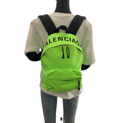 Balenciaga Light Green Black Silver Hardware Canvas Backpack Sac Wheel Backpack