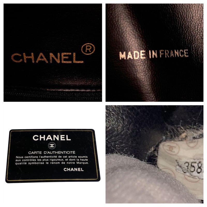 Chanel Vintage Matelasse Black Gold Hardware Leather Boston Bag Handbag Ladies