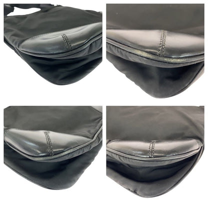 Prada Tessuto Triangle Logo Plate Silver Hardware Nylon Leather Shoulder Bag